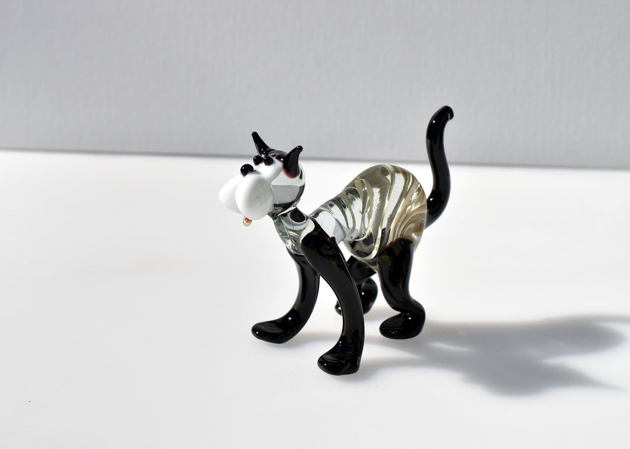 Black Cat, Glass Cat Figurines, Black Cat Statue, Glass Cat, Cat Figure, Cat Art, Glass Sculpture, Glass Animals, Cat Statue, Cats