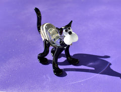 Handmade Glass Cat Figurine: Whimsical Collectible Statue