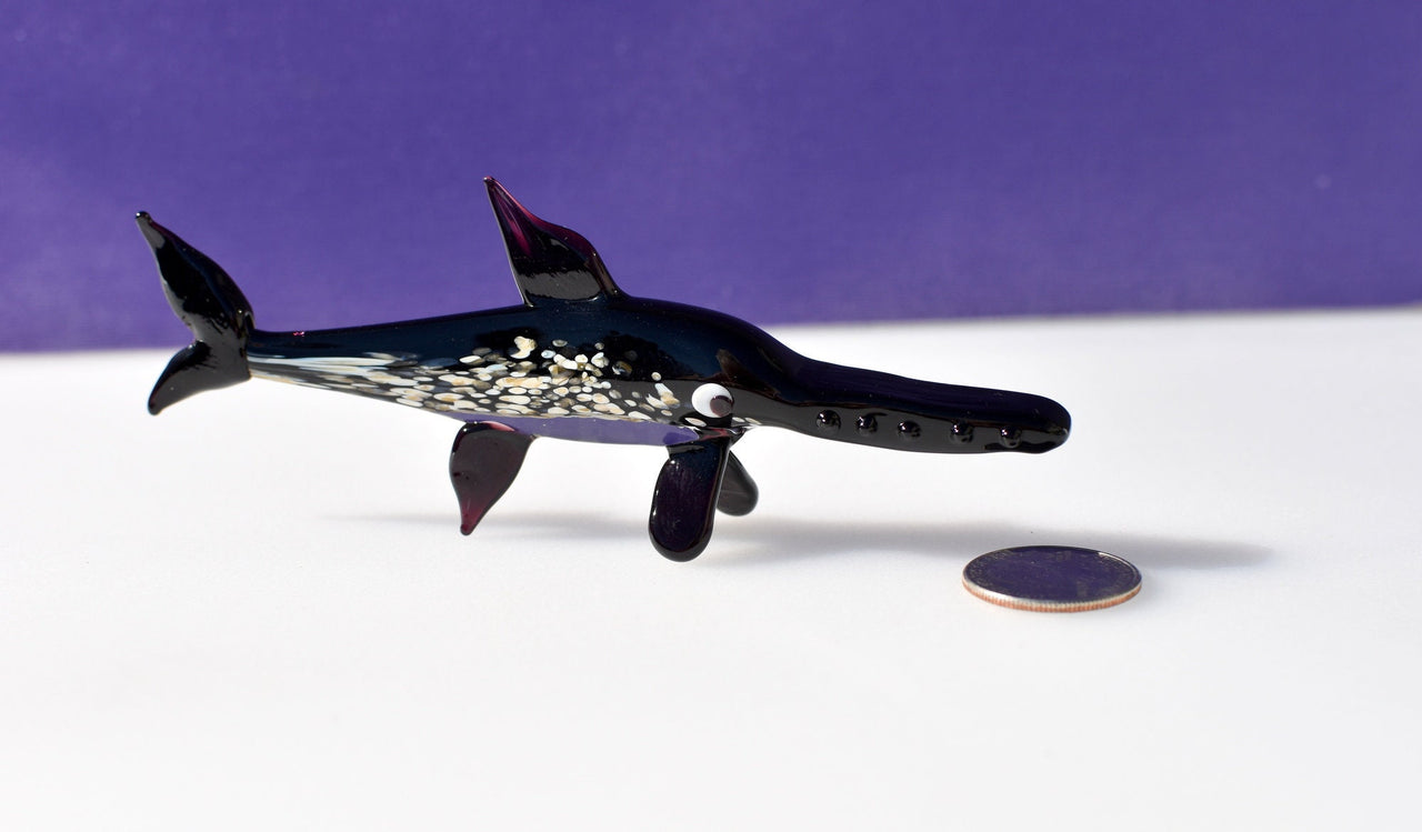 Handmade Glass Sawfish Figurine: Collectible Art Glass Animal