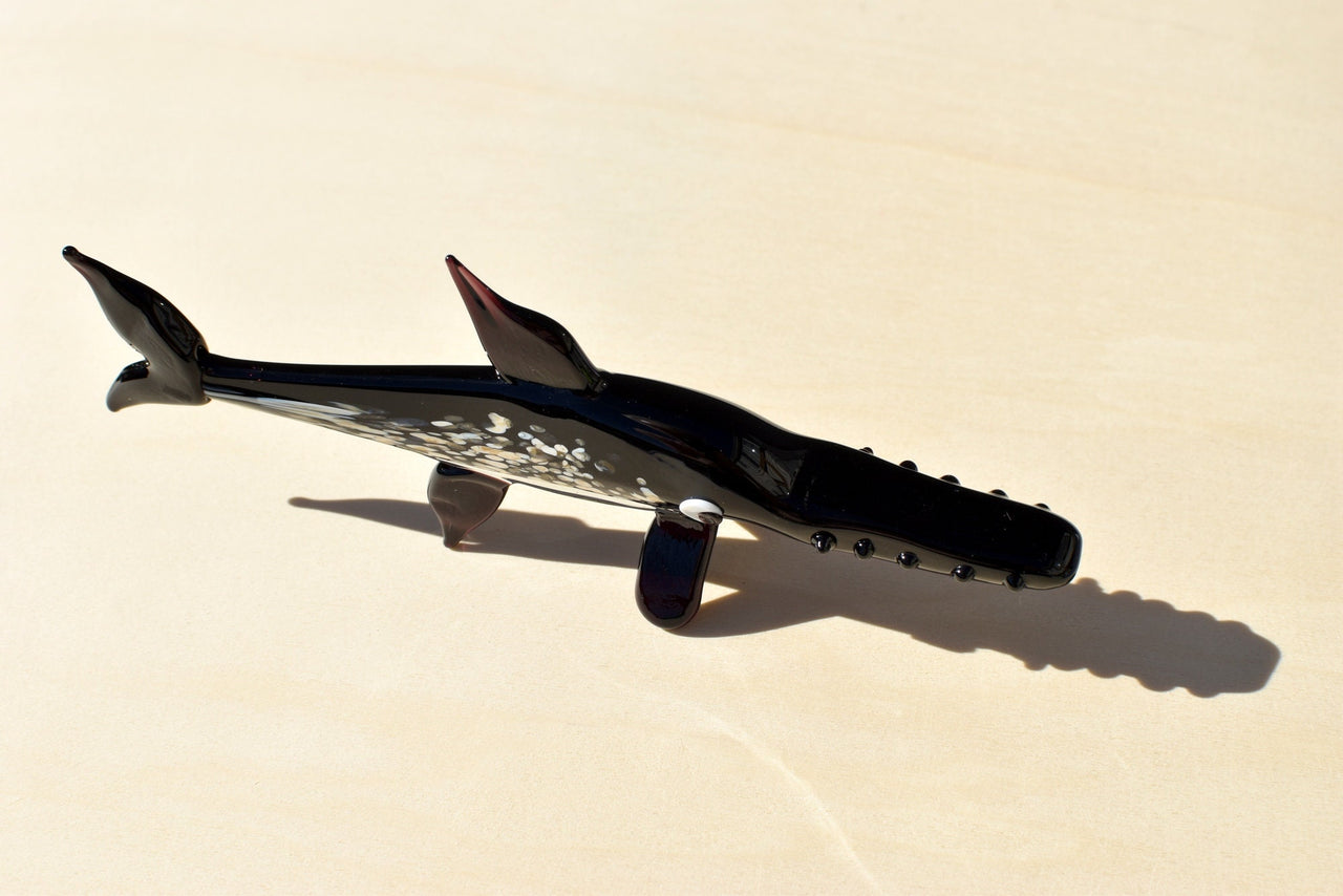 Handmade Glass Sawfish Figurine: Collectible Art Glass Animal