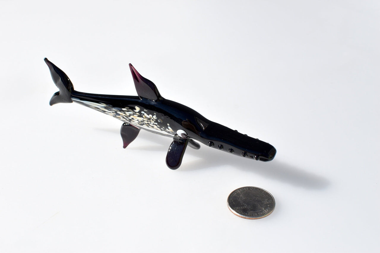 Handmade Glass Sawfish Figurine: Collectible Art Glass Animal