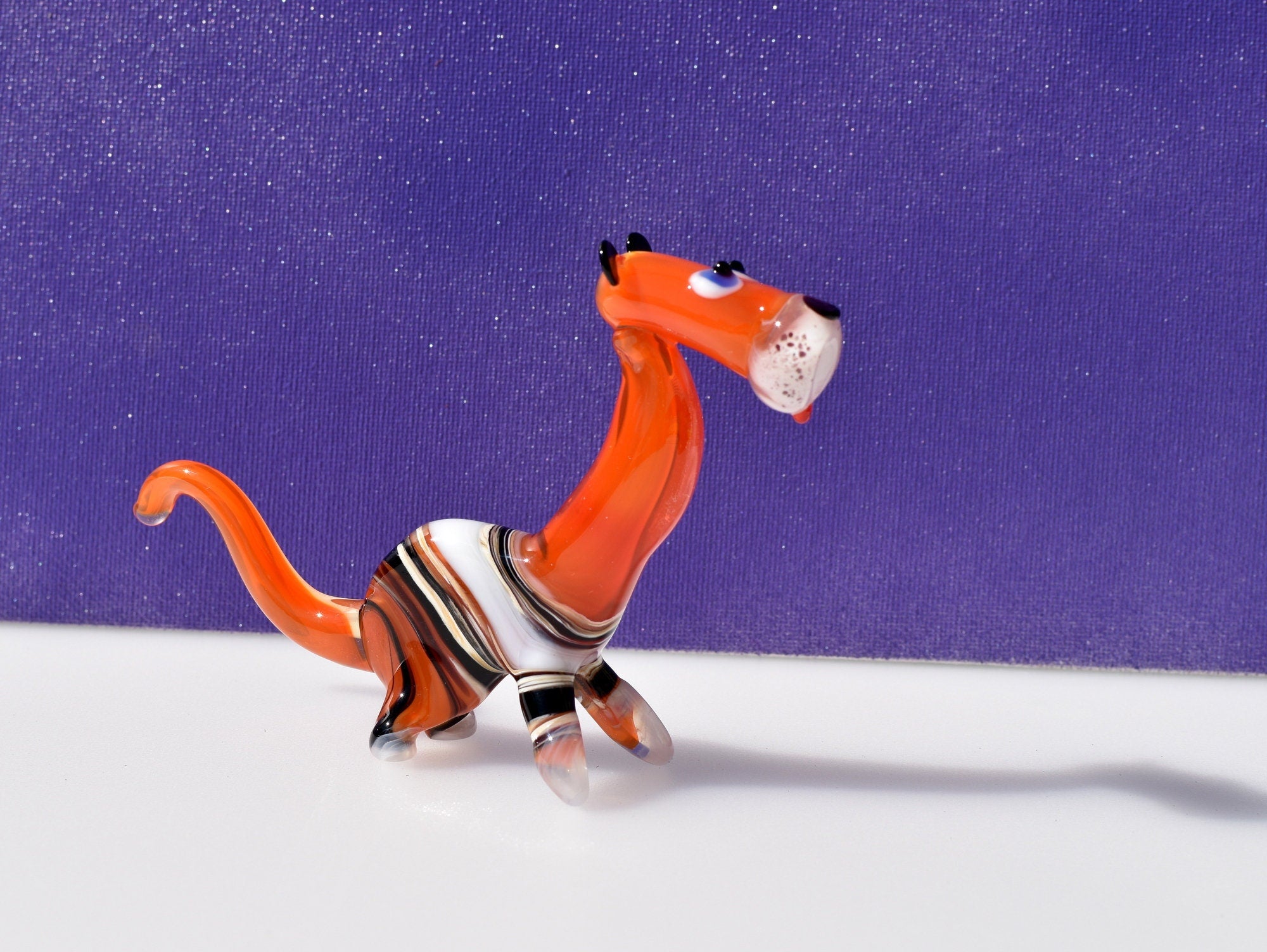 Handmade Glass Tiger Figurine: Flame Worked Collectible, 4-inch