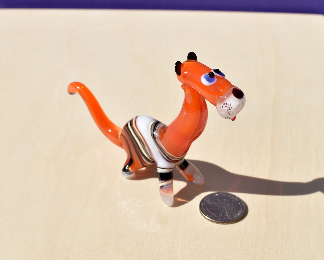 Handmade Glass Tiger Figurine: Flame Worked Collectible, 4-inch