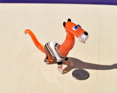 Handmade Glass Tiger Figurine: Flame Worked Collectible, 4-inch