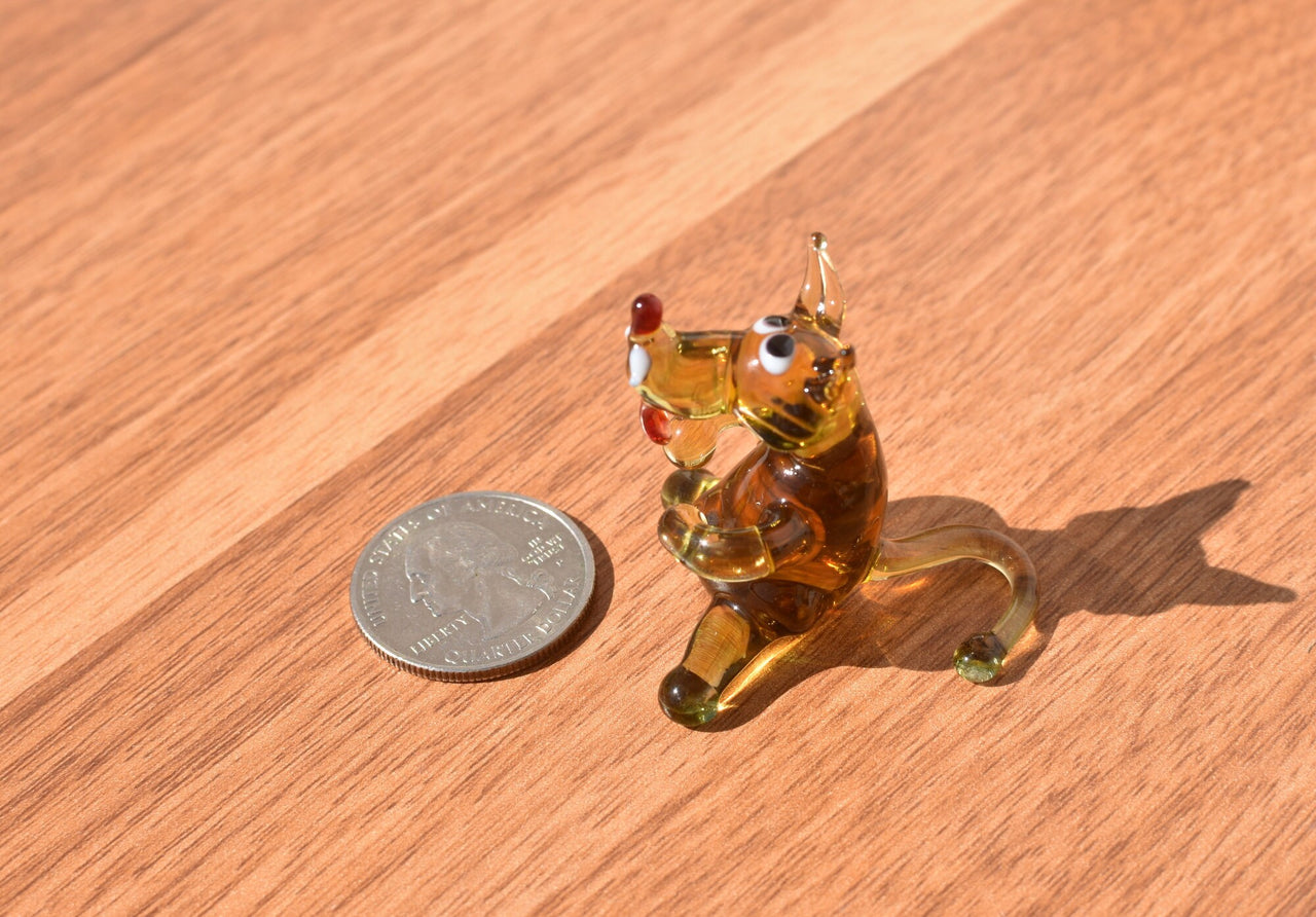 Lampwork Glass Wolf Figurine: Whimsical Handmade Sculpture