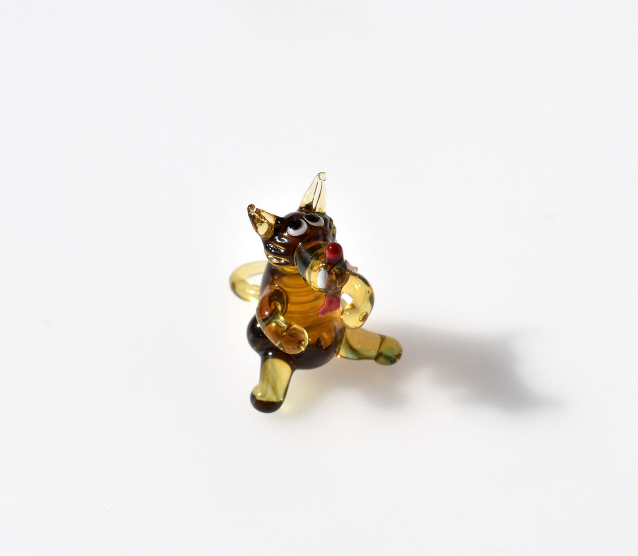 Lampwork Glass Wolf Figurine: Whimsical Handmade Sculpture