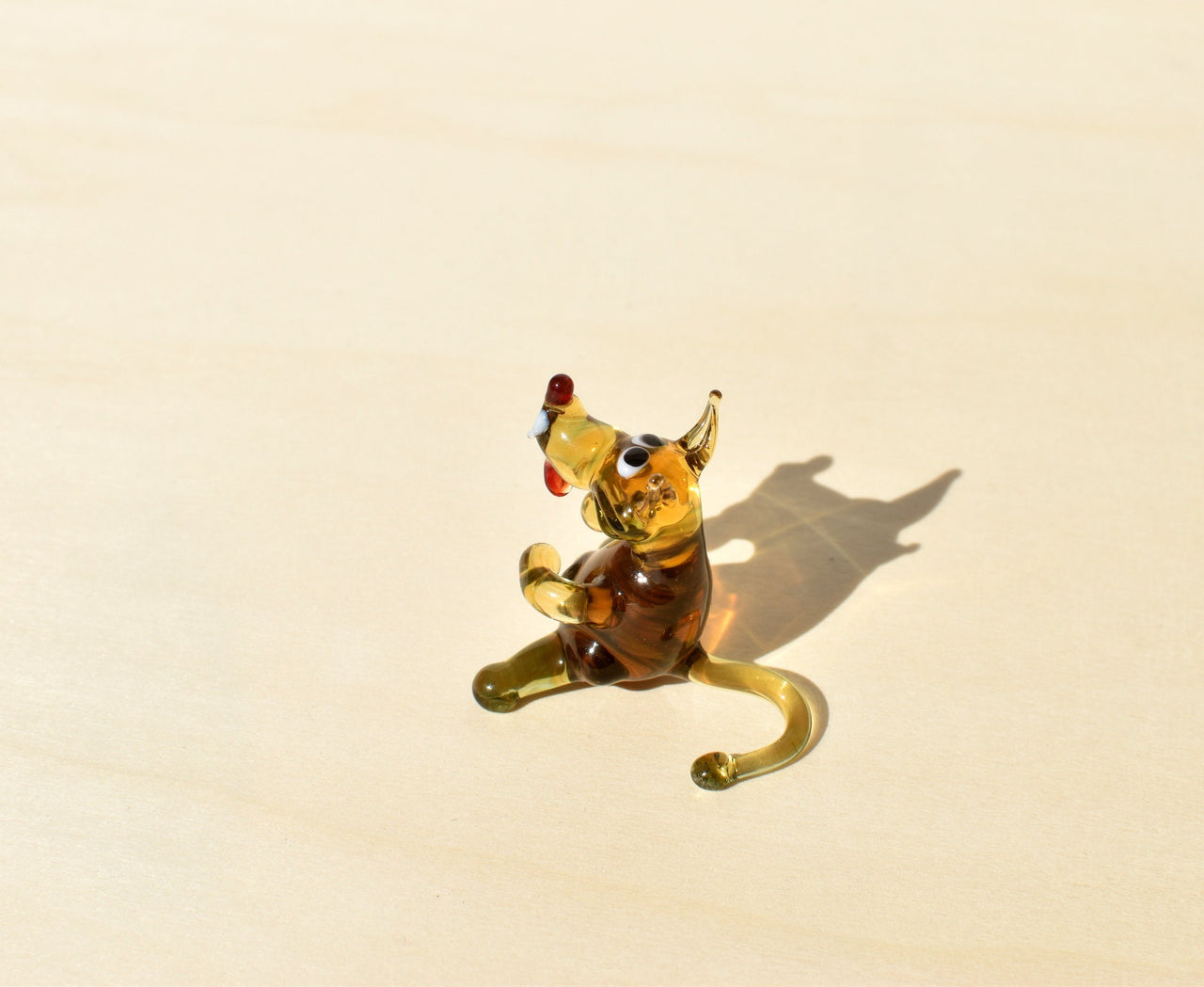 Tiny Glass Wolf Figurine - Miniature Glass Animal - Whimsical Handmade Sculpture