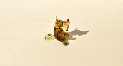 Lampwork Glass Wolf Figurine: Whimsical Handmade Sculpture