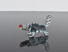 Lampwork Glass Wolf Figurine: Whimsical Handmade Sculpture