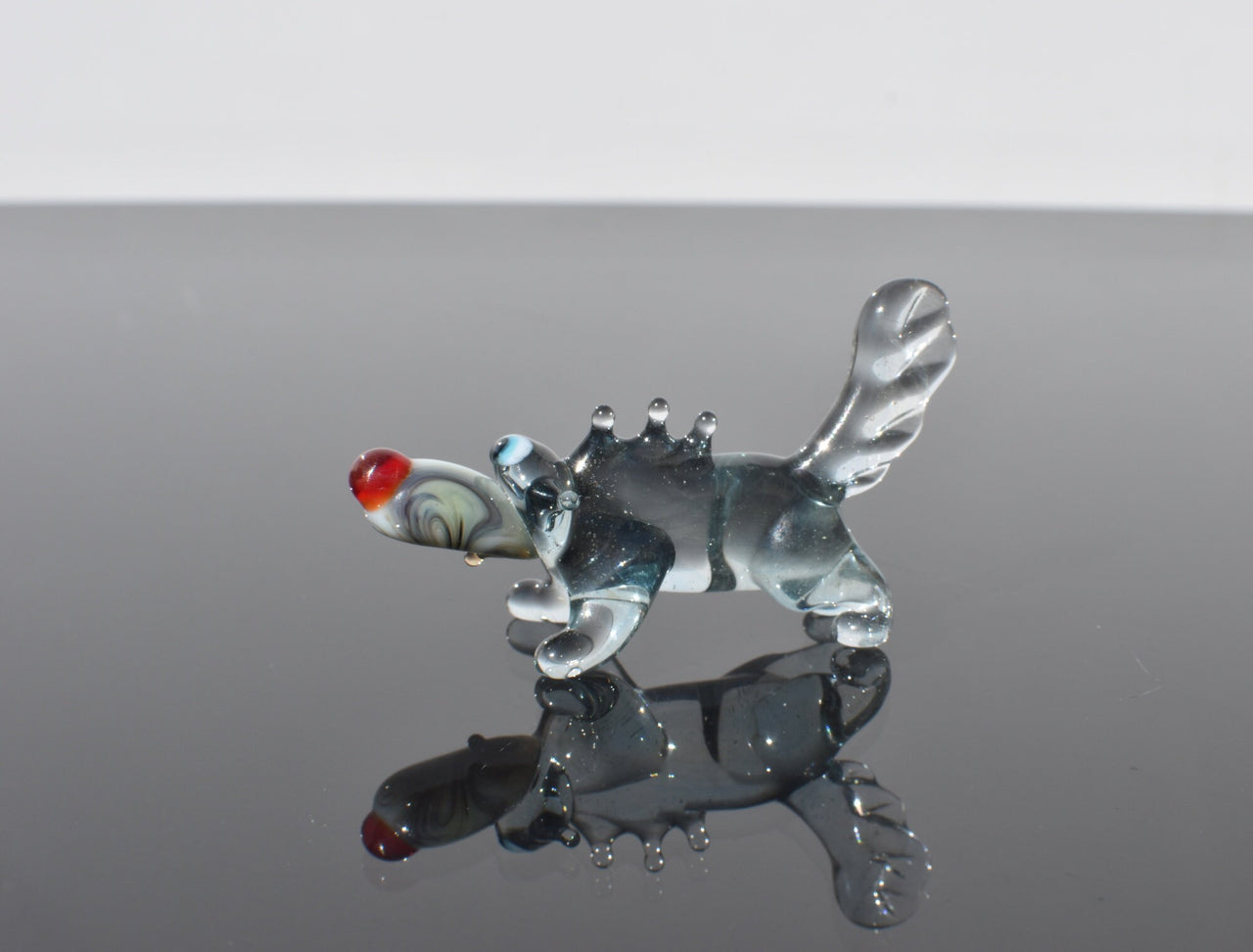 Hand Blown Glass Wolf Figurine: Whimsical Handmade Sculpture