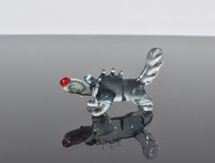Hand Blown Glass Wolf Figurine: Whimsical Handmade Sculpture