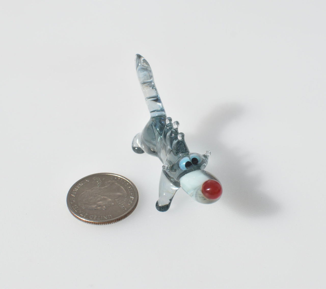 Lampwork Glass Wolf Figurine: Whimsical Handmade Sculpture