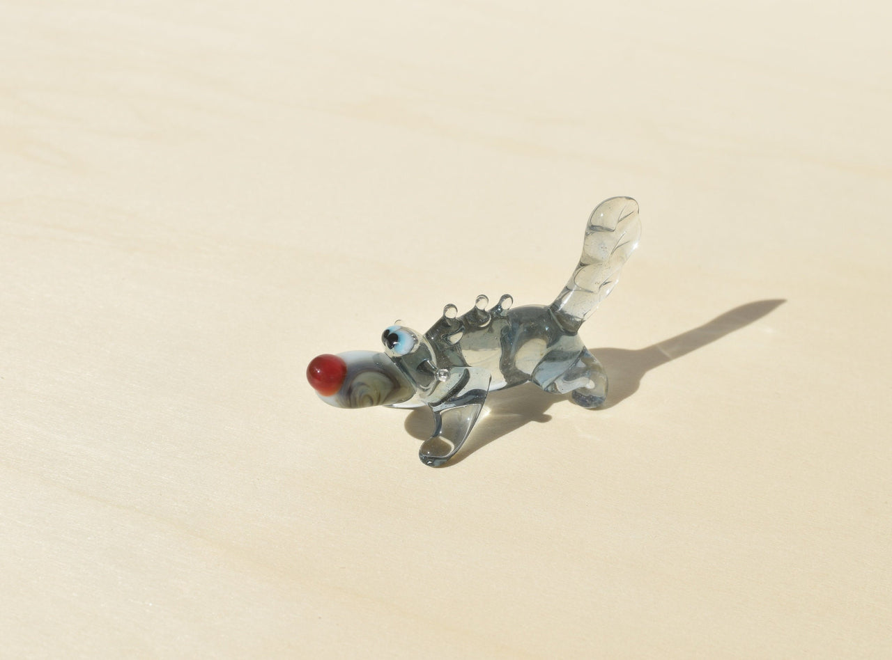 Lampwork Glass Wolf Figurine: Whimsical Handmade Sculpture