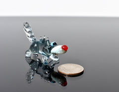 Lampwork Glass Wolf Figurine: Whimsical Handmade Sculpture