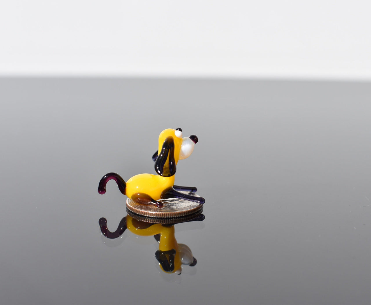 Tiny Yellow Glass Dog Figurine: Lampwork Miniature (1.3 inch)