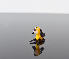 Tiny Yellow Glass Dog Figurine: Lampwork Miniature (1.3 inch)