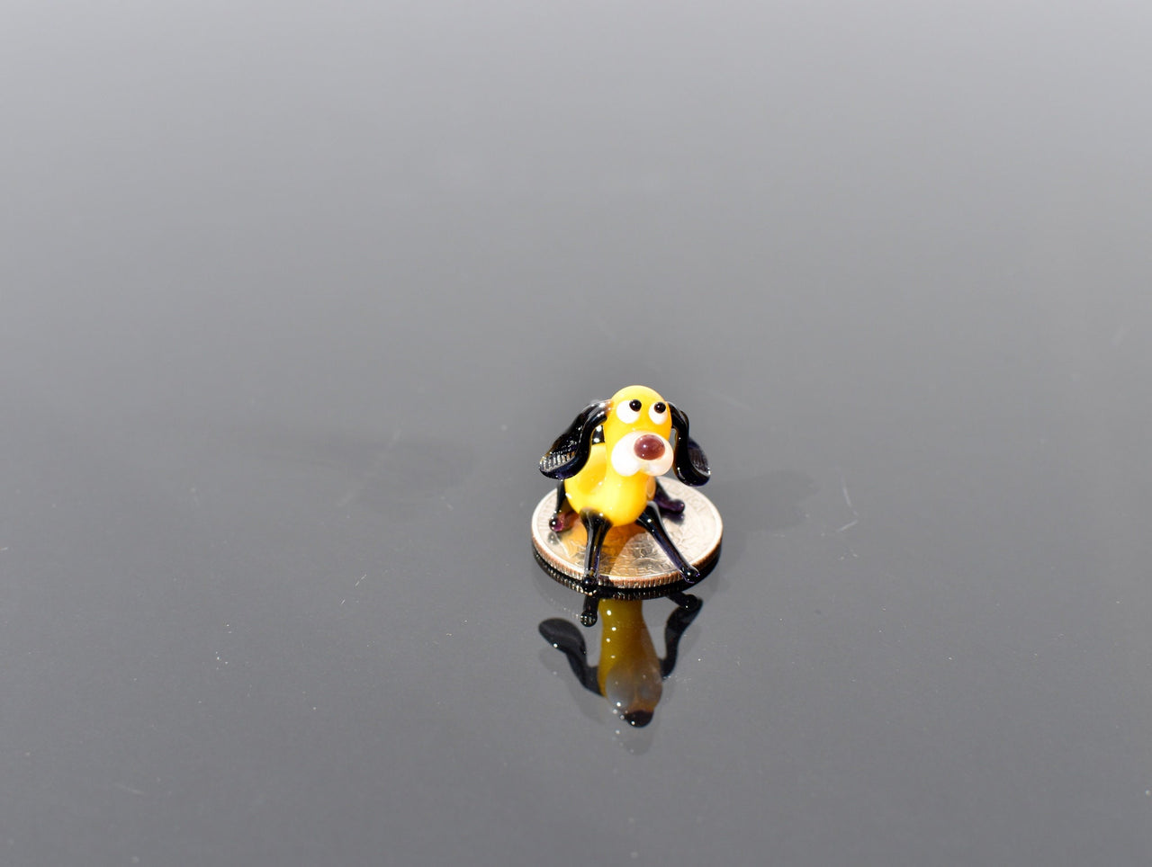 Tiny Yellow Glass Dog Figurine: Lampwork Miniature (1.3 inch)
