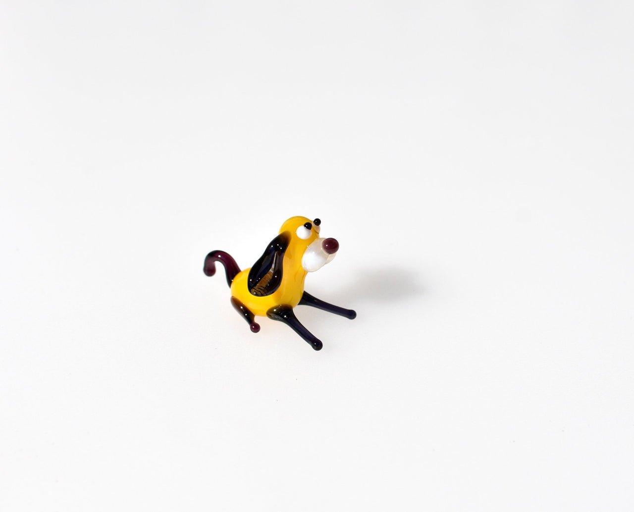 Tiny Yellow Glass Dog Figurine: Lampwork Miniature (1.3 inch)