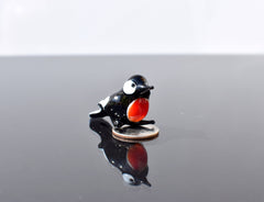 Lampwork Glass Robin Figurine: Whimsical Miniature Bird Sculpture