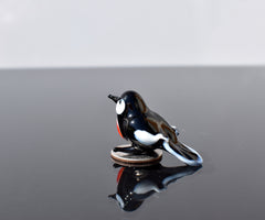 Lampwork Glass Robin Figurine: Whimsical Miniature Bird Sculpture