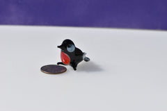 Lampwork Glass Robin Figurine: Whimsical Miniature Bird Sculpture