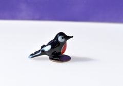 Lampwork Glass Robin Figurine: Whimsical Miniature Bird Sculpture
