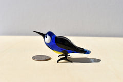 Glass Chickadee Figurine: Hand-Blown Bird Sculpture, Weatherproof Decor