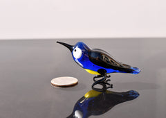 Glass Chickadee Figurine: Hand-Blown Bird Sculpture, Weatherproof Decor