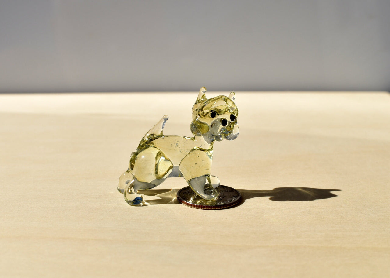Glass Boston Terrier Dog, Boston Terrier Gifts, Glass Dog Figurine, French Bulldog, Champagne Glass Dog, Puppy, Dog Statue, Art, Amber Decor