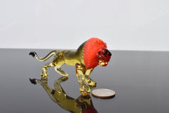 Handmade Glass Lion Figurine: Collectible Flame Work Art, 6 Inch