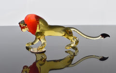 Handmade Glass Lion Figurine: Collectible Flame Work Art, 6 Inch