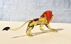 Handmade Glass Lion Figurine: Collectible Flame Work Art, 6 Inch