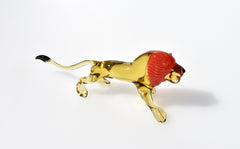 Handmade Glass Lion Figurine: Collectible Flame Work Art, 6 Inch