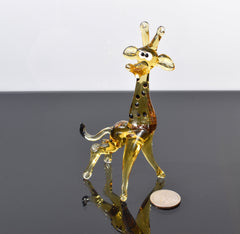Giraffe Gifts, Glass Animals, Giraffe Statue, Mini Glass Animals, Giraffe Figurine, Safari Decor, Blown Glass Giraffe, Yellow, Amber, Art