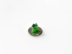 Tiny Glass Frog Figurine: Miniature Green Frog Sculpture