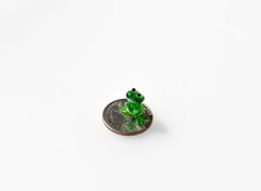 Tiny Glass Frog Figurine: Miniature Green Frog Sculpture