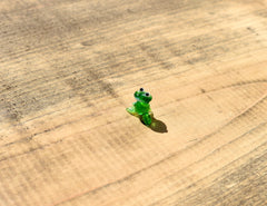 Tiny Glass Frog Figurine: Miniature Green Frog Sculpture