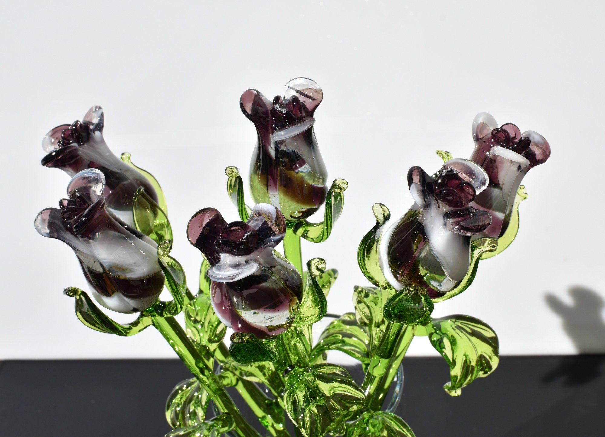 Forever Rose, Purple Glass Flowers, Glass Flower Bouquet, Eternal Rose, Rose Bouquet, Mothers Day Gifts, Blown Glass Art, Mothers Day
