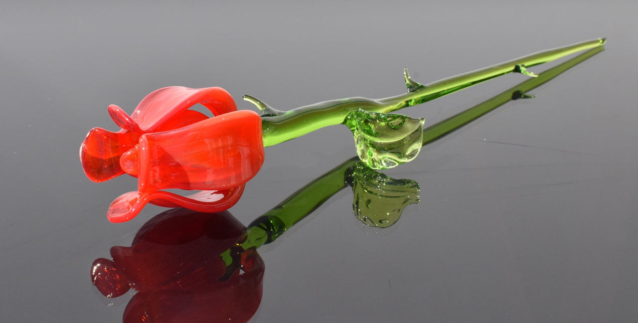 Glass Red Rose Flower: Handmade Romantic Keepsake