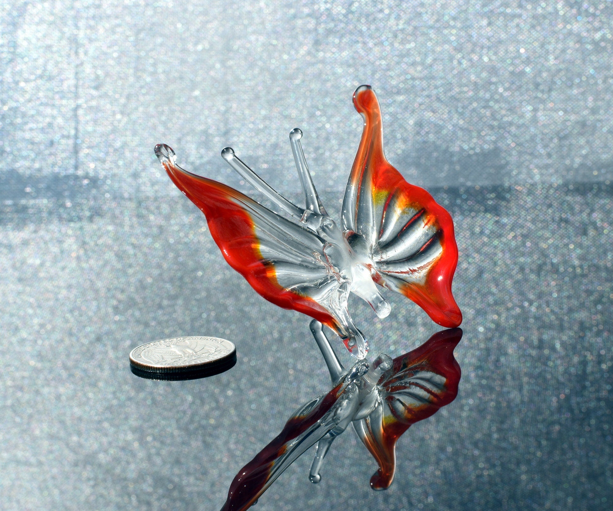 Butterfly Art, Butterfly Decor, Butterfly Gifts, Glass Sculpture, Glass Butterfly, Glass Animals, Monarch Butterfly, Butterfly Gift, Red