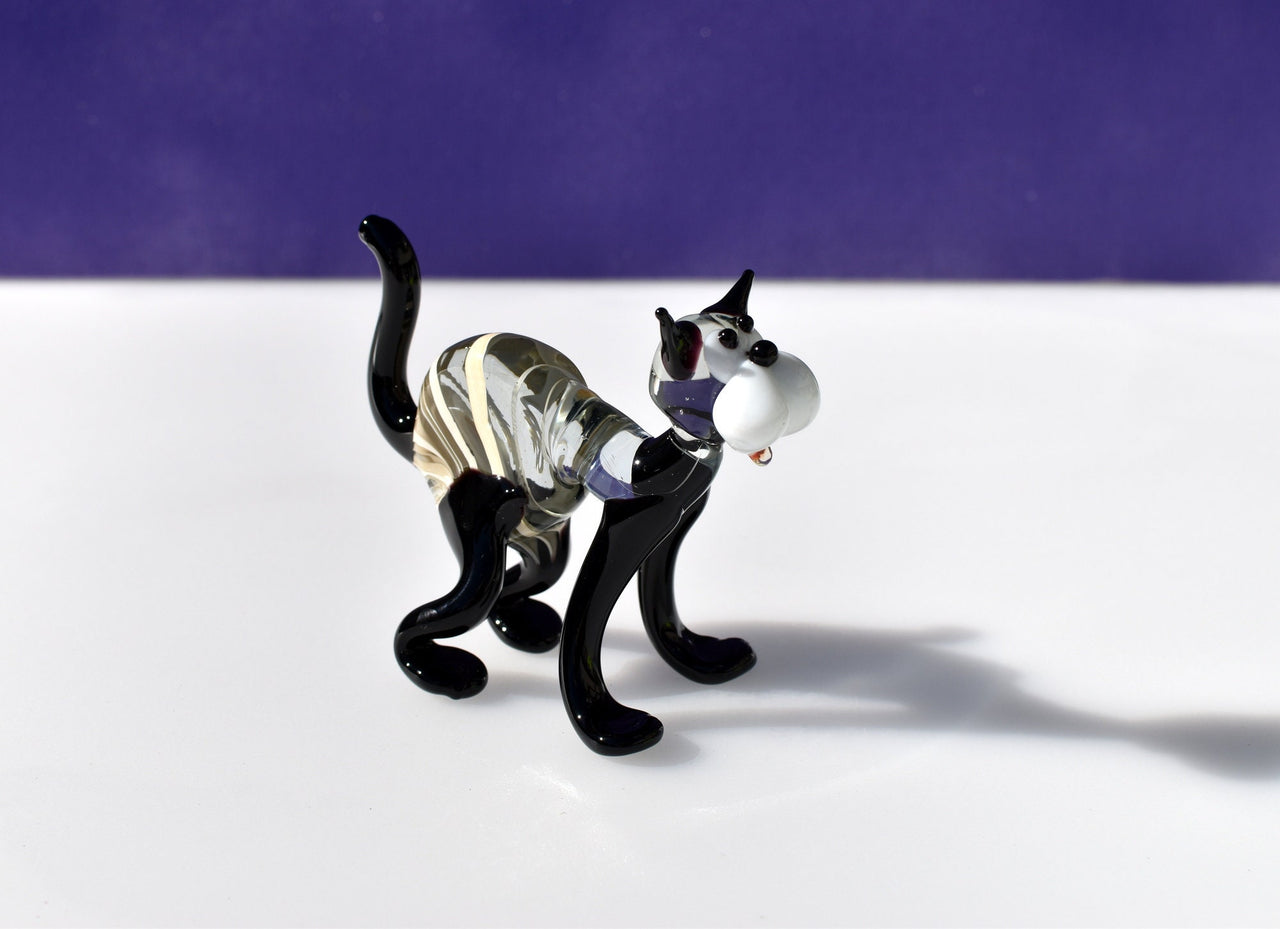 Handmade Glass Cat Figurine: Whimsical Collectible Statue