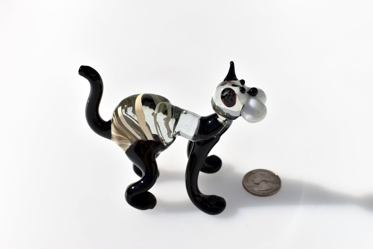 Handmade Glass Cat Figurine: Whimsical Collectible Statue