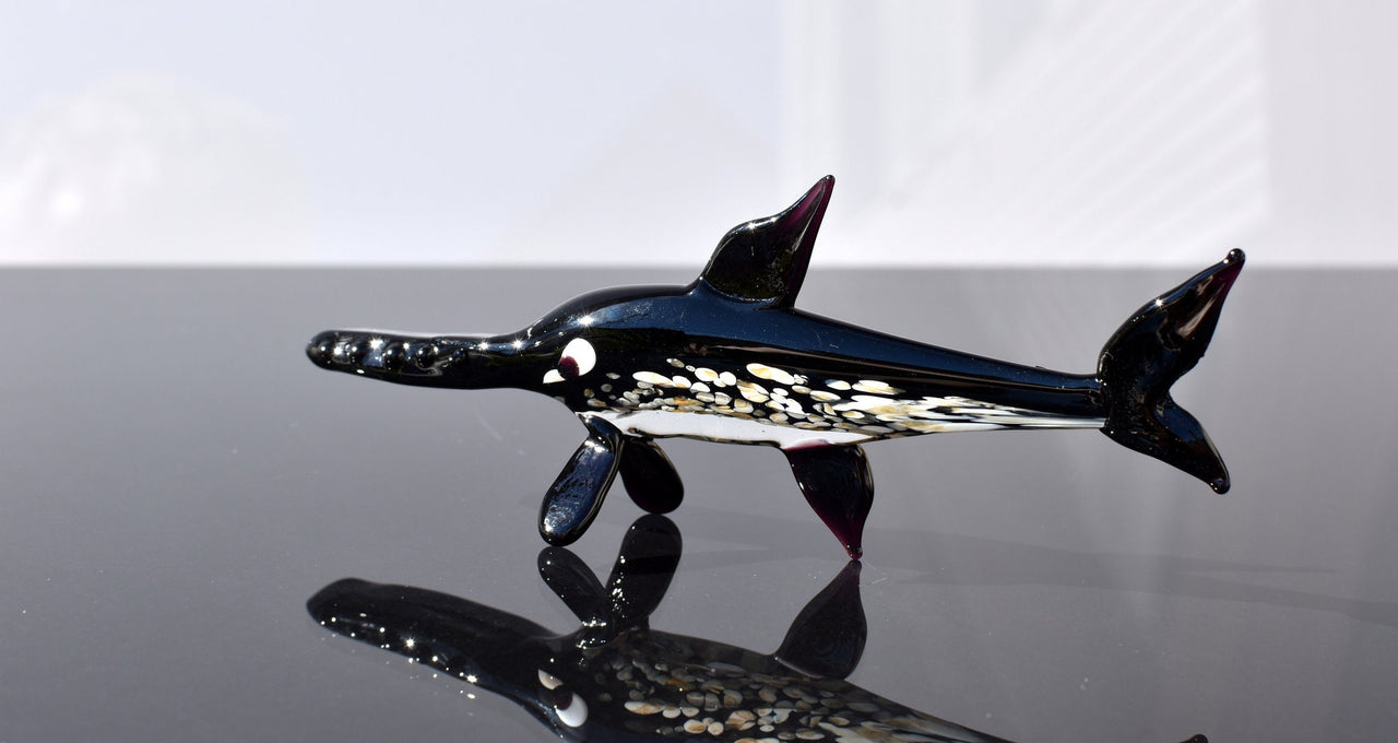 Handmade Glass Sawfish Figurine: Collectible Art Glass Animal