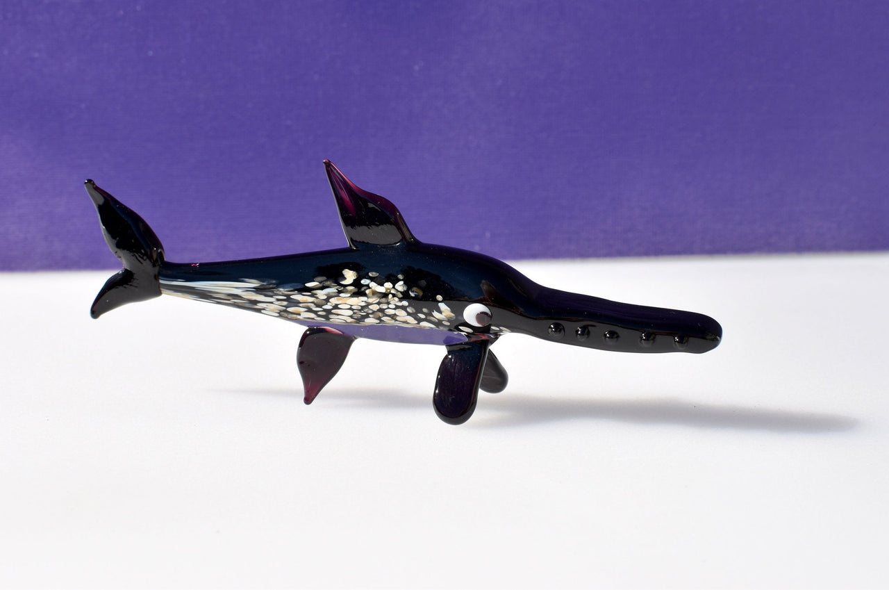 Handmade Glass Sawfish Figurine: Collectible Art Glass Animal