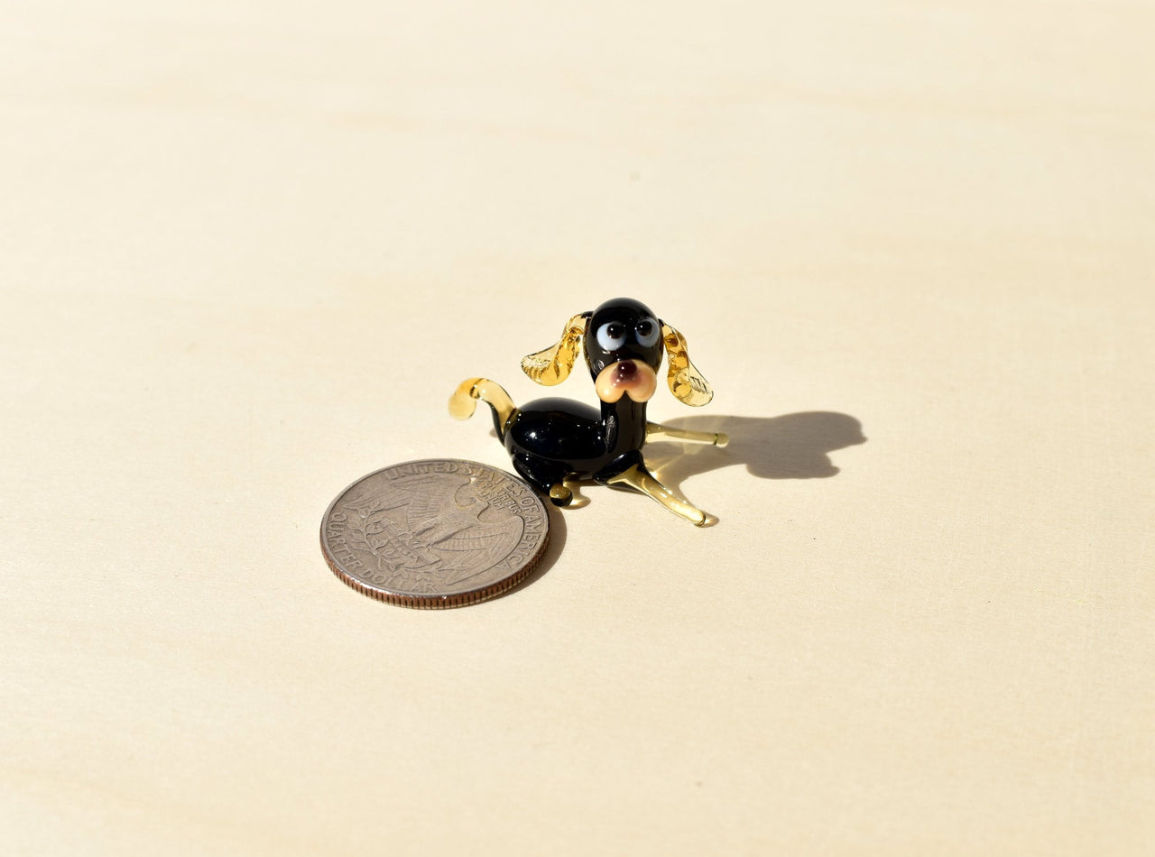 Lampwork Glass Dog Figurine: Tiny Whimsical Miniature