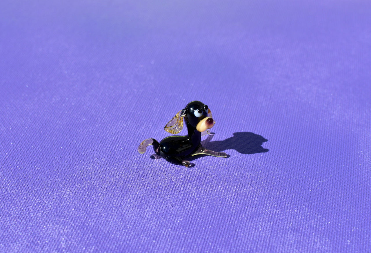 Lampwork Glass Dog Figurine: Tiny Whimsical Miniature