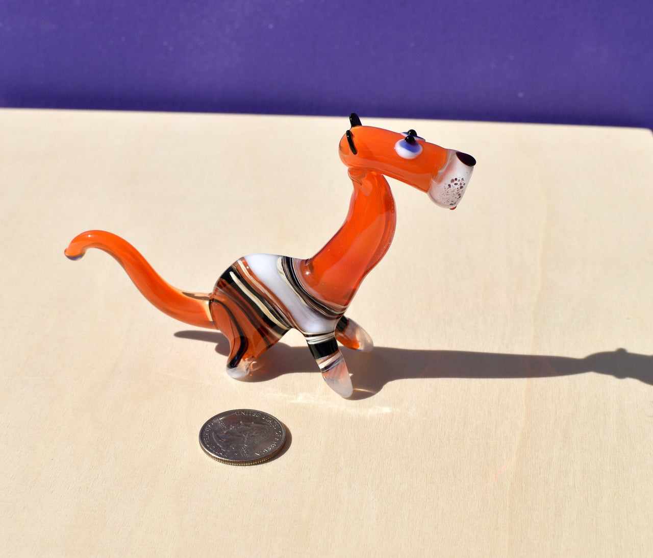 Handmade Glass Tiger Figurine: Flame Worked Collectible, 4-inch