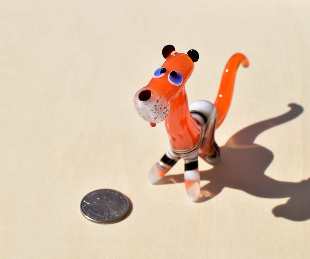 Handmade Glass Tiger Figurine: Flame Worked Collectible, 4-inch