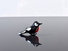 Lampwork Glass Robin Figurine: Whimsical Miniature Bird Sculpture