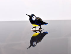 Glass Chickadee Figurine: Hand-Blown Bird Sculpture, Weatherproof Decor